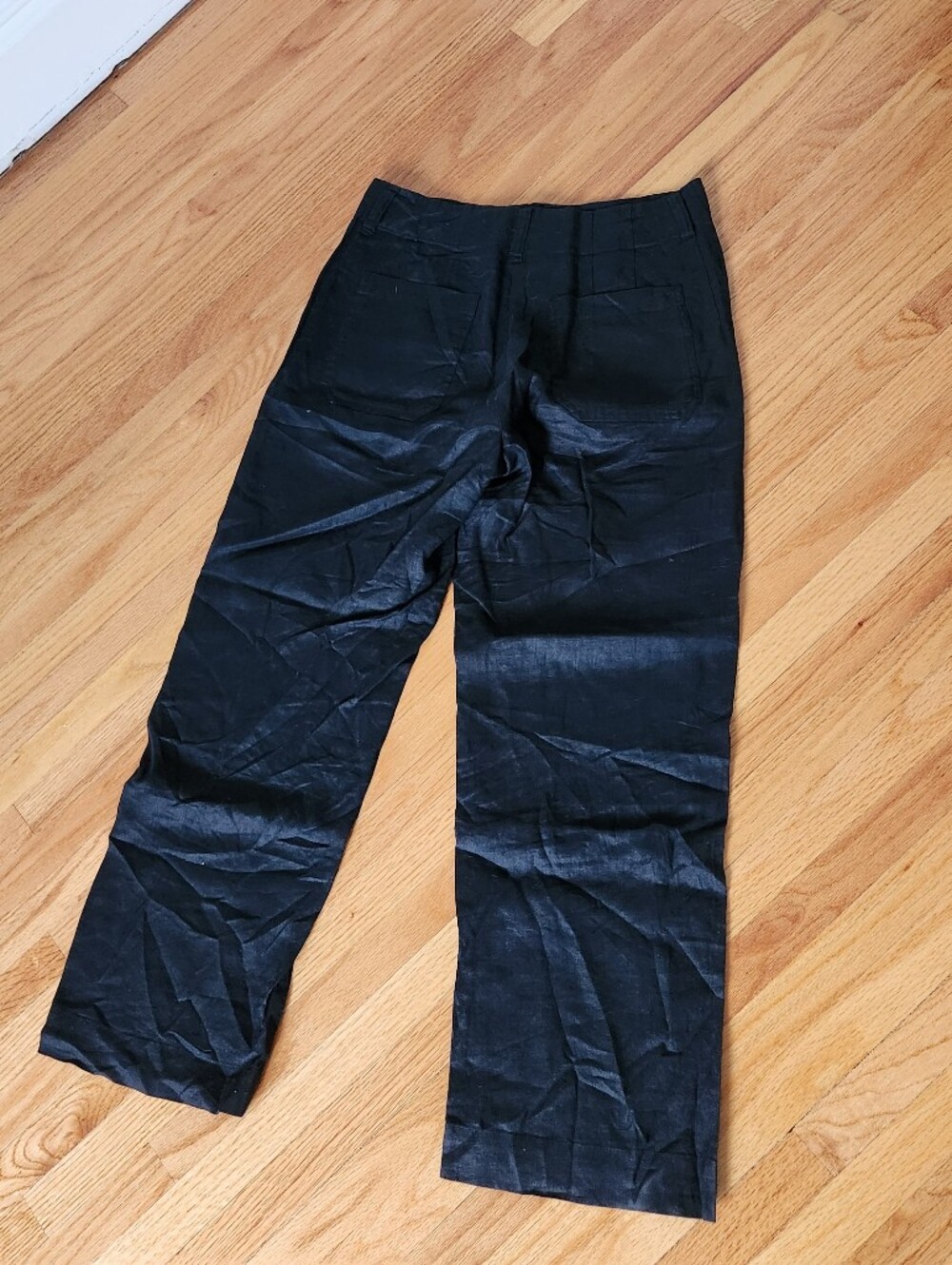 Quince Wide Leg Linen Patch Pocket Pant size 6 in black - Picture 6 of 10
